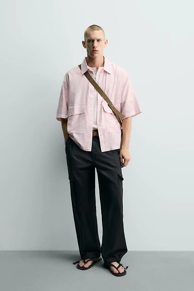 STRIPED TEXTURED JACQUARD SHIRT