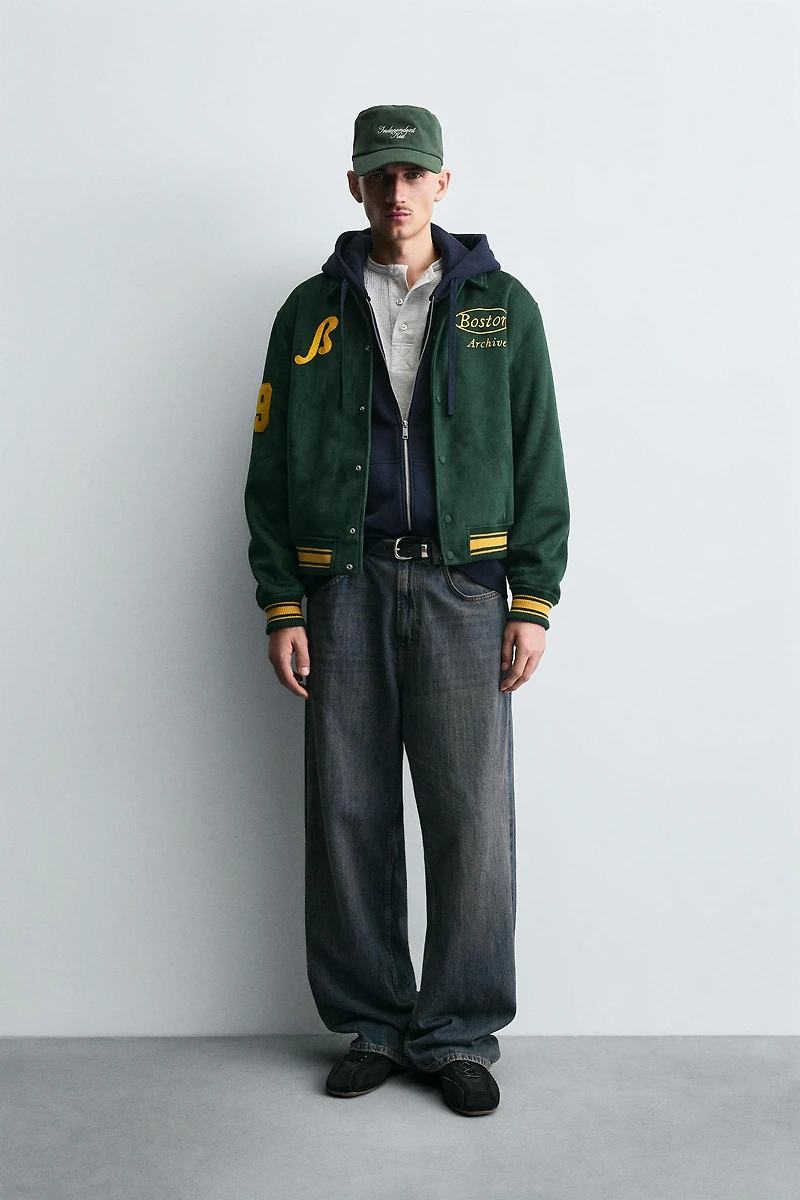 FAUX SUEDE BOMBER JACKET