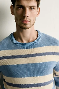 WASHED STRIPED JACQUARD REGULAR FIT SWEATER