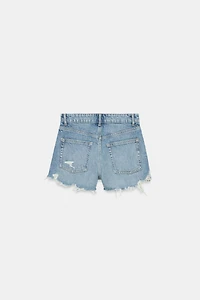 TRF CURVED HIGH-WAISTED DENIM SHORTS