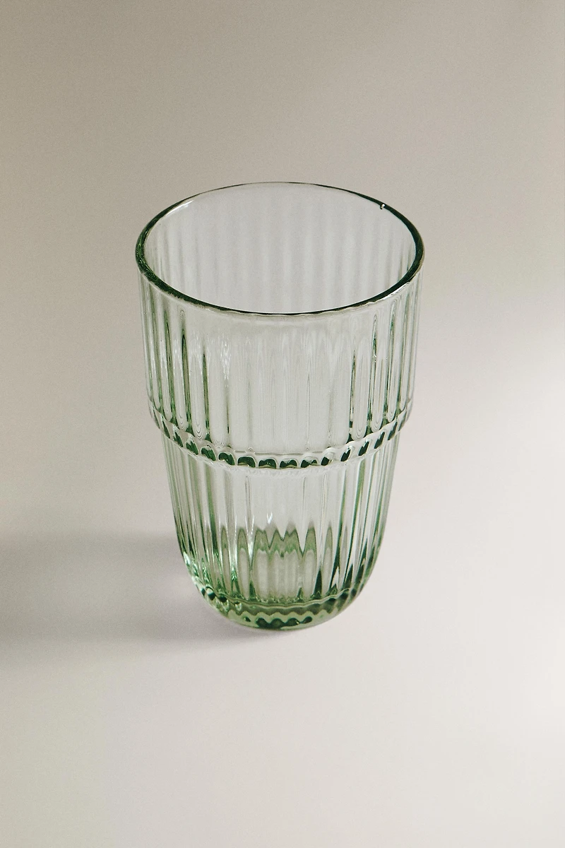 COLORED STRIPED GLASS TUMBLER
