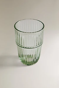 COLORED STRIPED GLASS TUMBLER