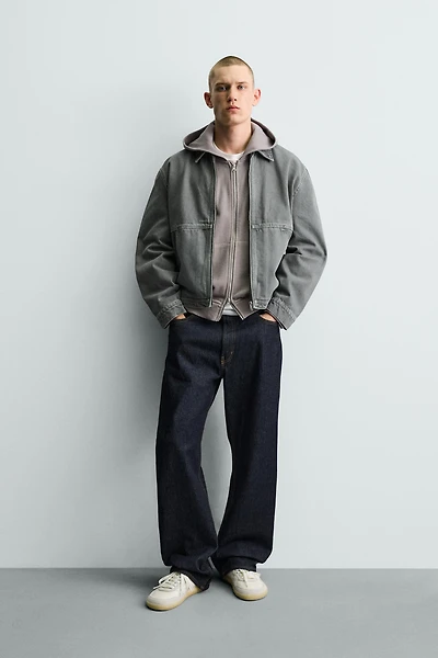 CONTRAST TOPSTITCHING BOXY FIT JACKET
