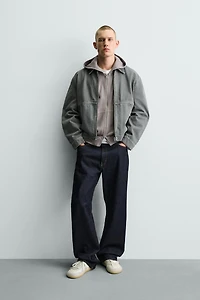 CONTRAST TOPSTITCHING BOXY FIT JACKET