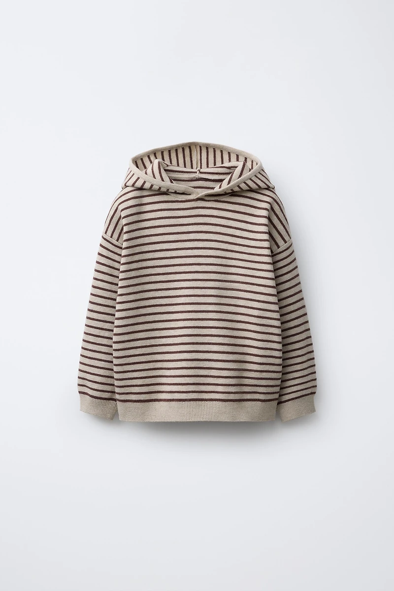 STRIPED KNIT HOODIE