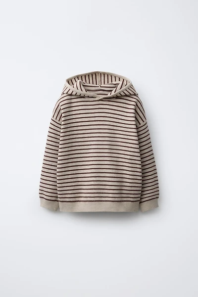 STRIPED KNIT HOODIE