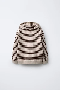 STRIPED KNIT HOODIE