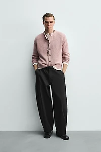 WOOL BLEND FLECKED CARDIGAN