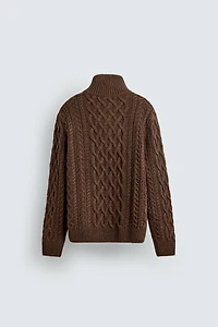 CABLE KNIT HENLEY SWEATER
