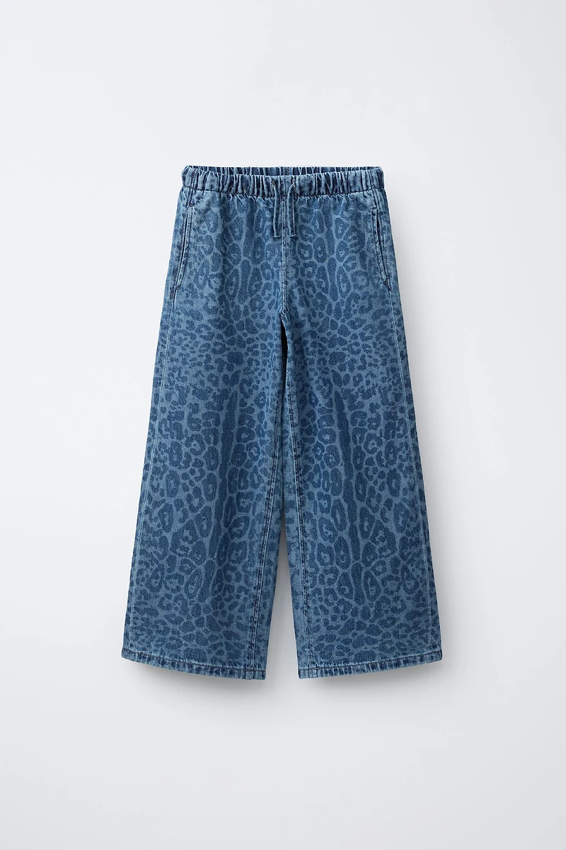 JEANS WIDE LEG ANIMAL PRINT