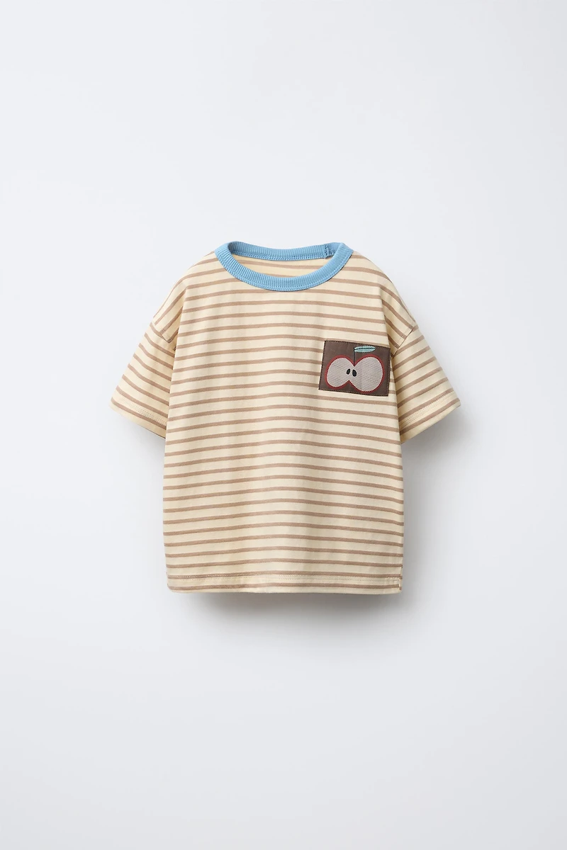 STRIPED APPLE PATCH T-SHIRT