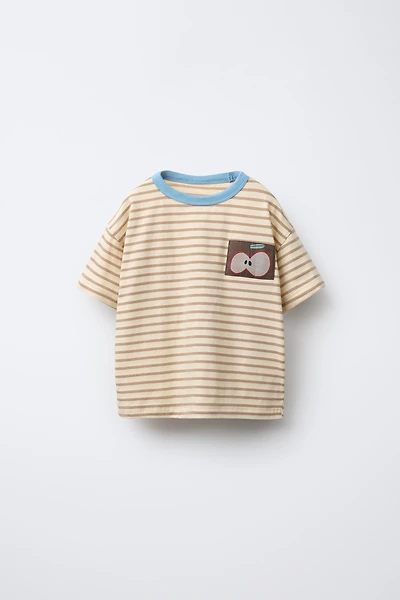 STRIPED APPLE PATCH T-SHIRT
