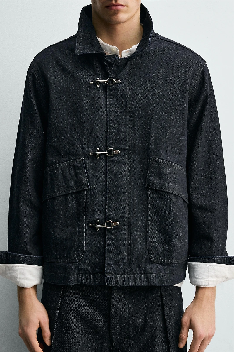 METALLIC FIREMAN CLASP DENIM JACKET