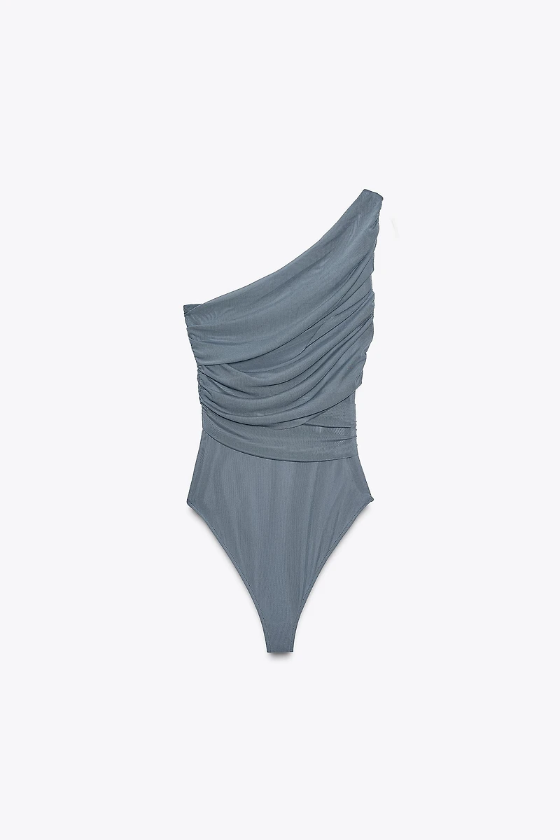 BODY EN TULLE DRAPÉ ASYMÉTRIQUE