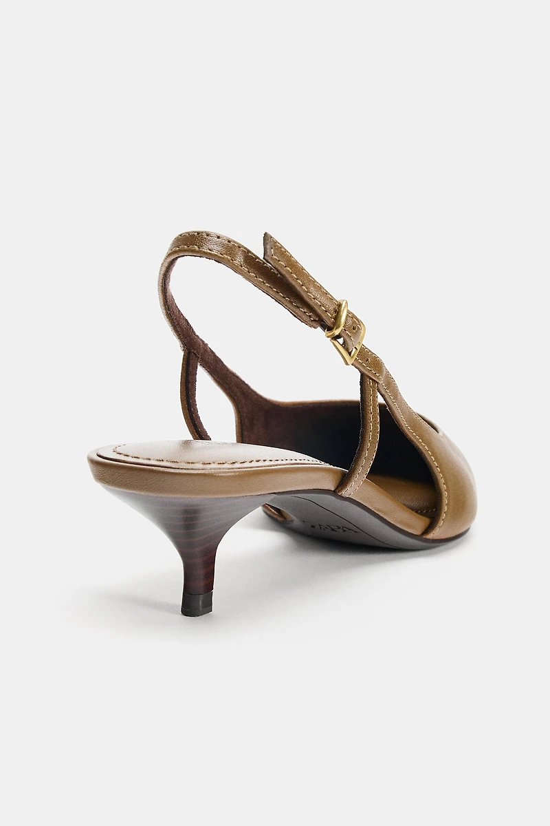 LEATHER KITTEN HEEL SHOES