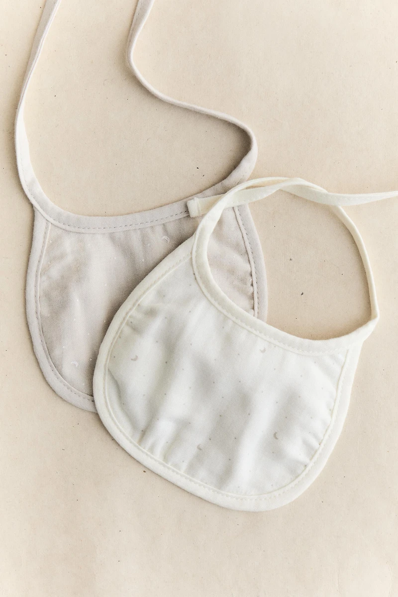 BABY BIB WITH MOONS (SET OF 2)