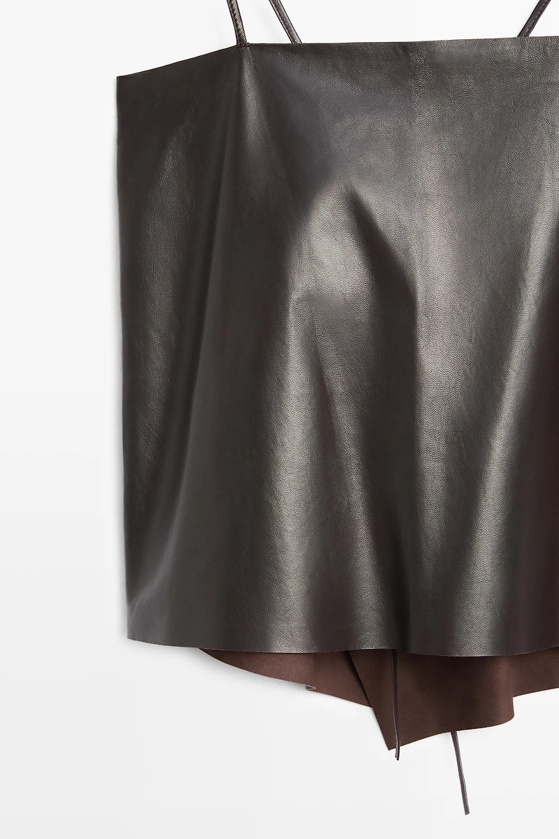 Nappa leather strappy top with back detail
