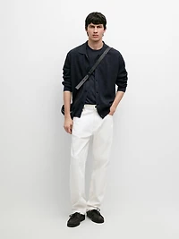 Ribbed button-up knit cardigan
