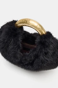 SAC À MAIN EFFET FOURRURE ANSE MÉTALLIQUE