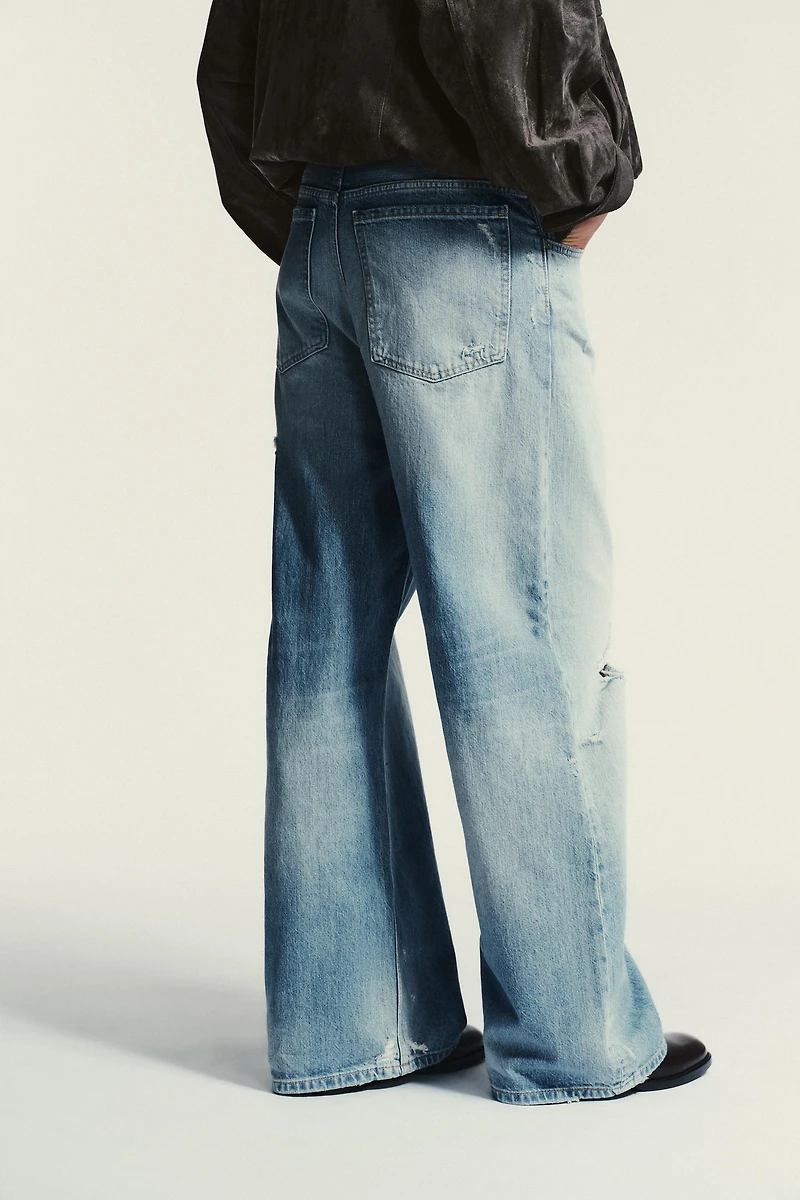 TRF MID-RISE RIPPED BAGGY JEANS
