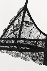 TRIANGLE BRA WITH FLORAL EMBROIDERY