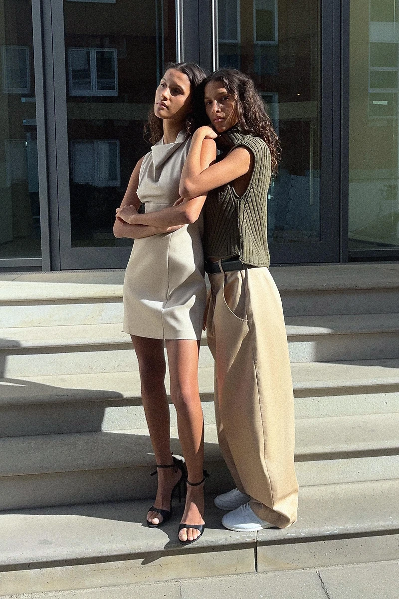 SHORT DRAPED NECK DRESS