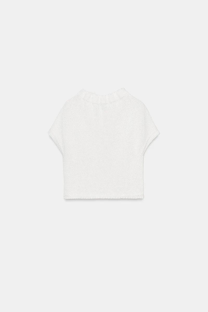 GATHERED NECK KNIT TOP