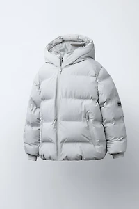 WATER REPELLENT PUFFER COAT WITH LABEL