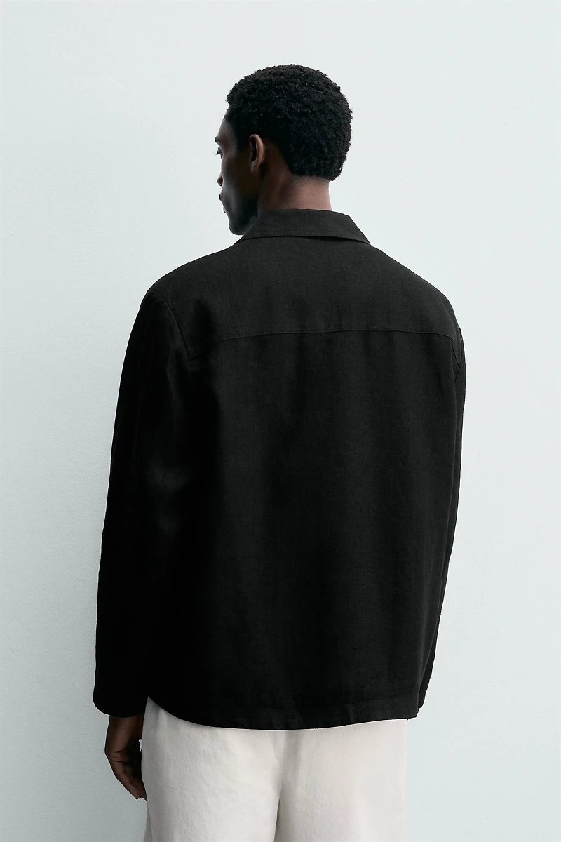 REGULAR FIT 100% LINEN OVERSHIRT