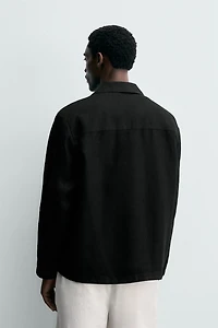 REGULAR FIT 100% LINEN OVERSHIRT
