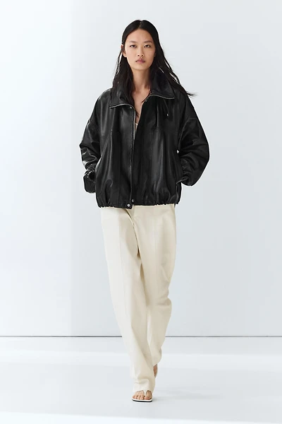 Veste bomber en cuir nappa
