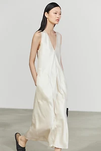 Satin midi slip dress