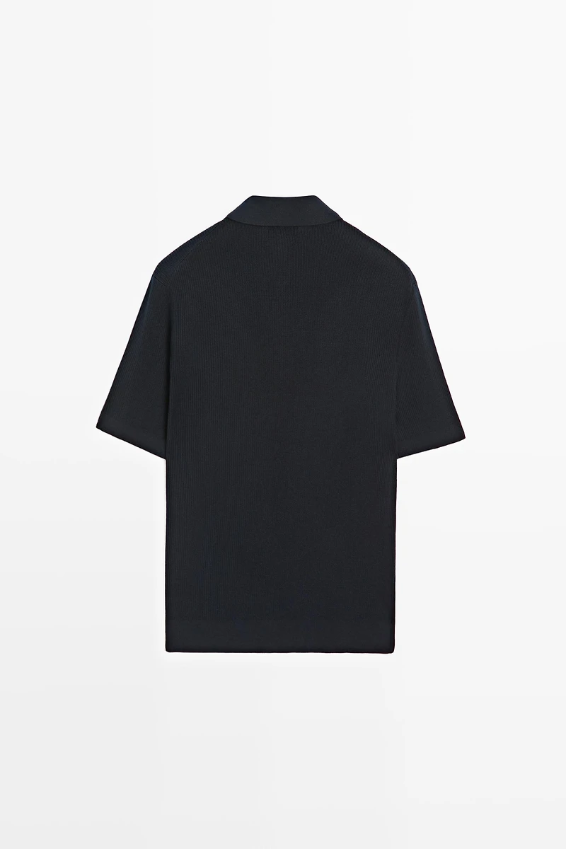 Knit polo sweater with quarter-zip collar