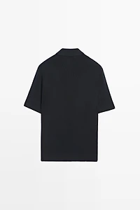 Knit polo sweater with quarter-zip collar