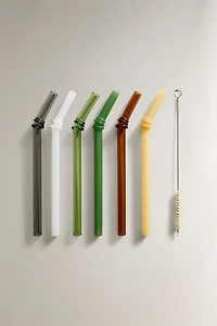 COLOURED GLASS STRAW PACK (PACK OF 6)