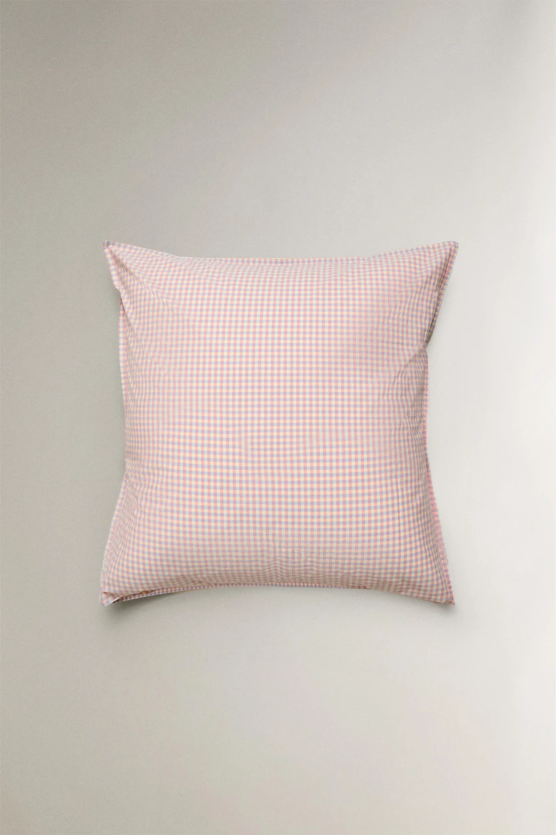 KIDS' COTTON GINGHAM PILLOWCASE