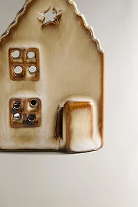 PHOTOPHORE CÉRAMIQUE MAISON ÉTOILE NOËL