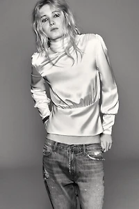 SATIN EFFECT SHIRT WITH TIED BACK