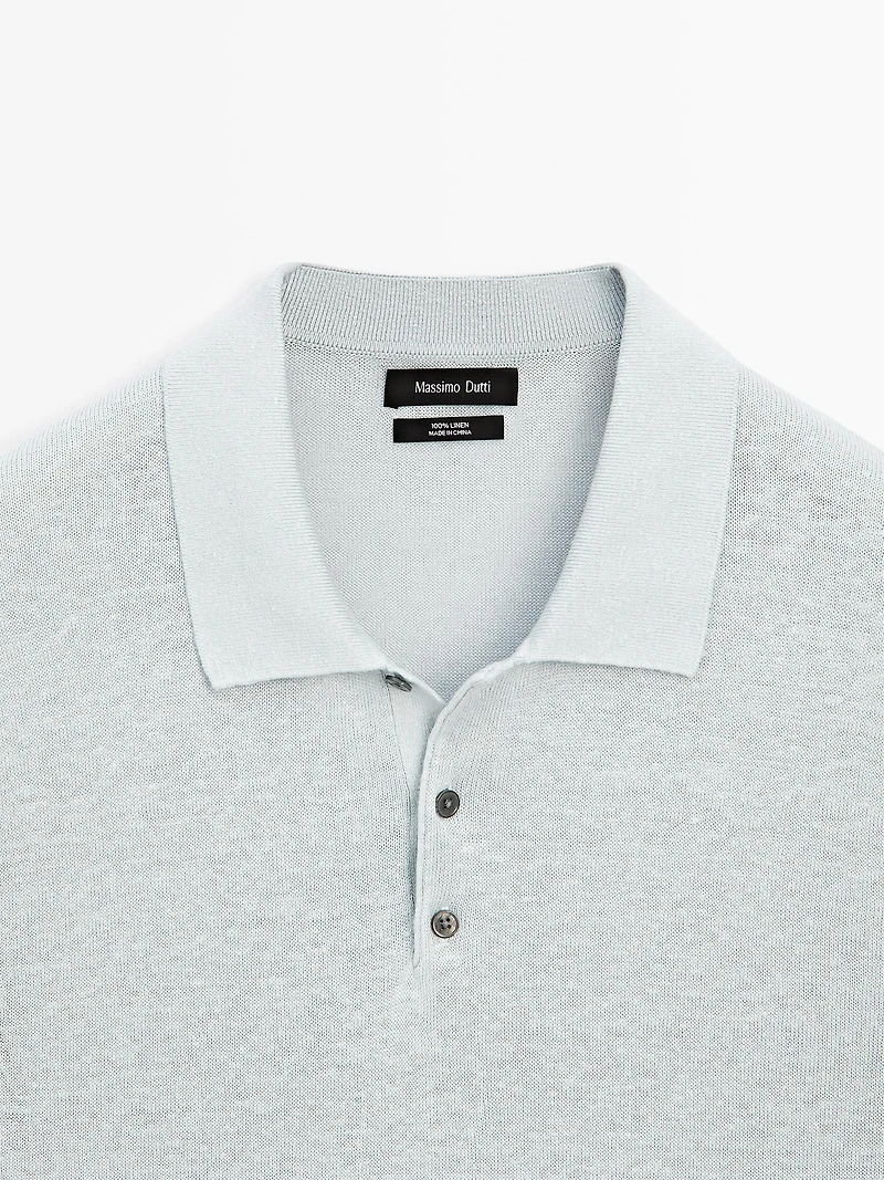 100% linen knit polo shirt