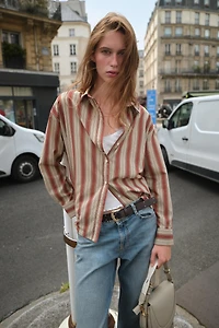 STRIPED SHIRT WITH BACK TAB