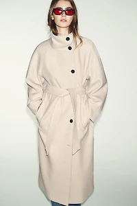 LONG WOOL COAT WITH HIGH NECK