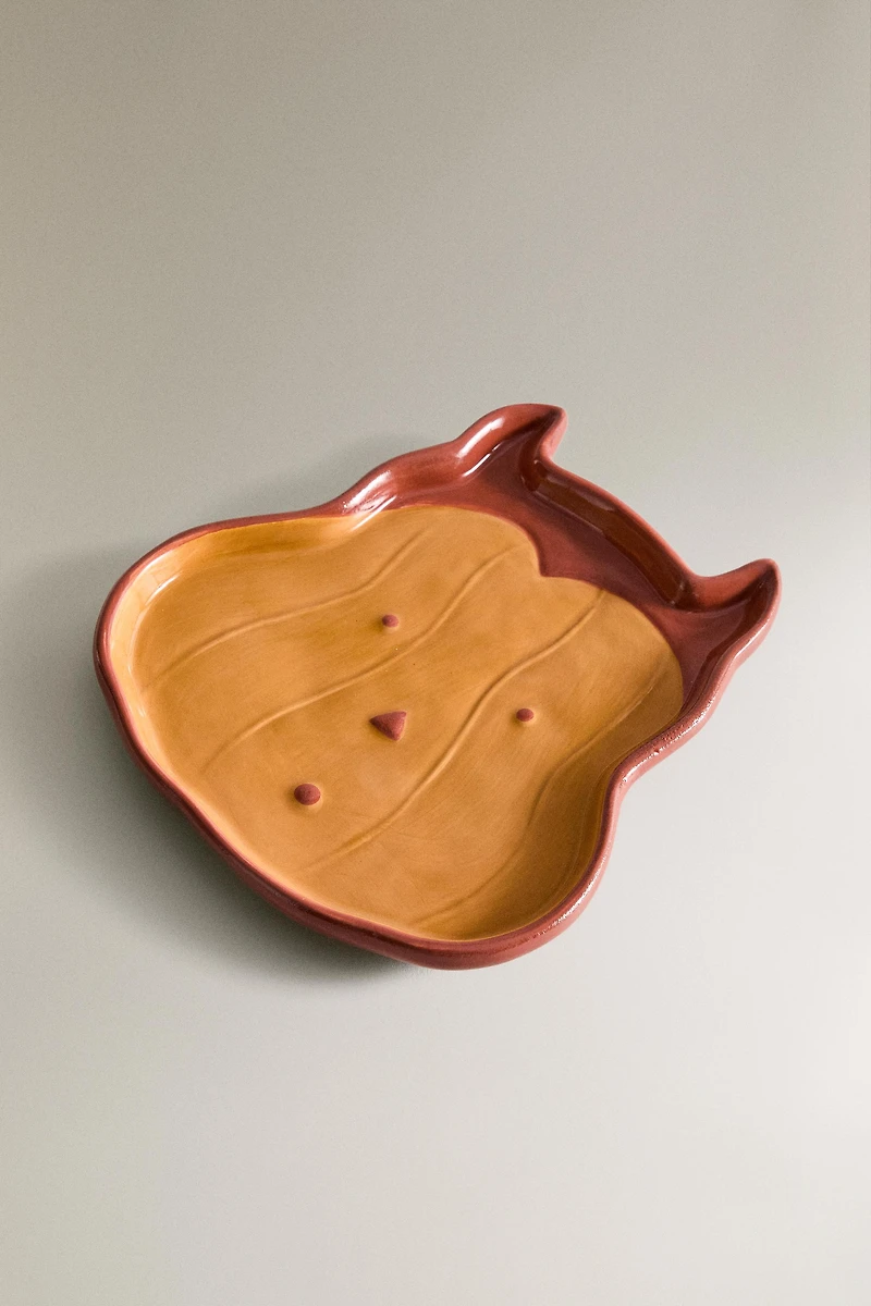 CHILDREN'S HALLOWEEN PUMPKIN STONEWARE PLATE
