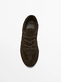 Tennis pièces croûte de cuir serraje