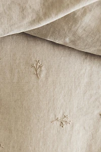 HOUSSE DE COUETTE ENFANT LIN BRODERIE FLEUR