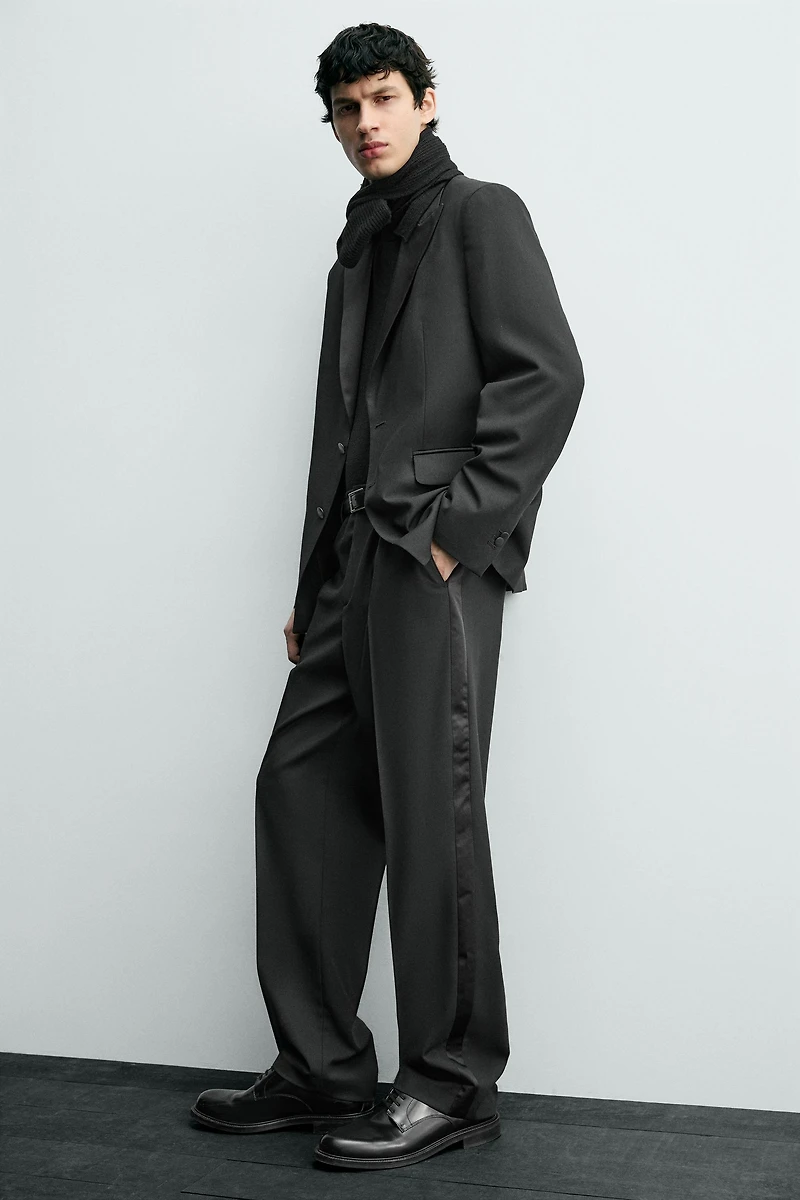 WOOL TUXEDO SUIT PANTS