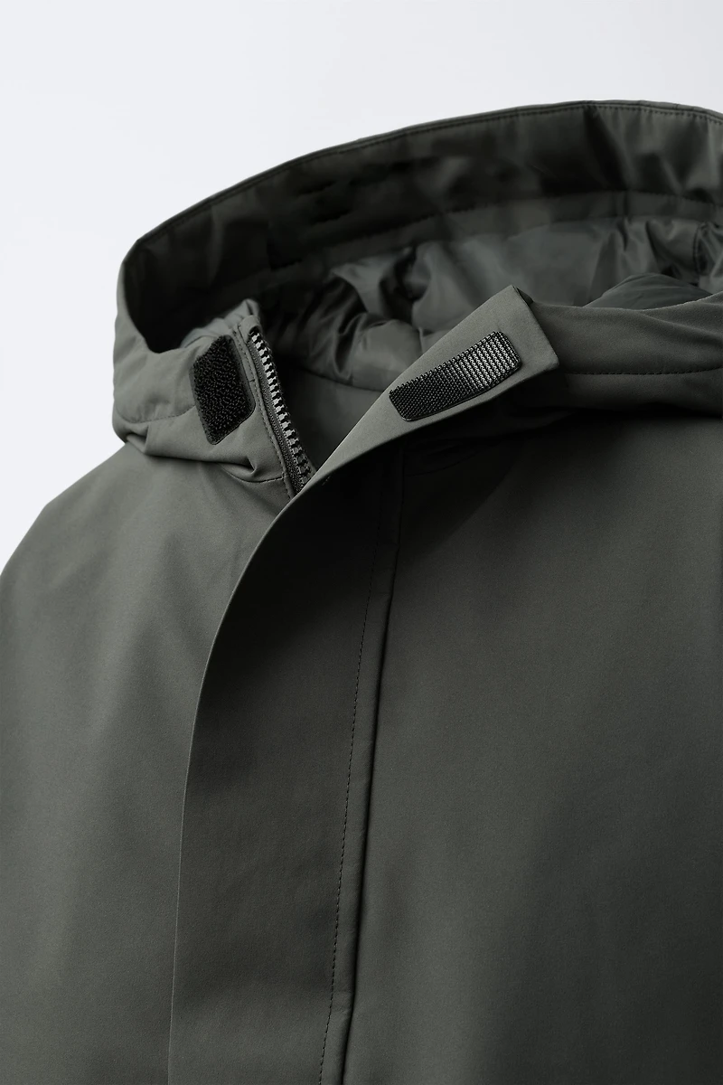 WATER REPELLENT FEATHER AND DOWN PUFFER COAT WITH LABEL