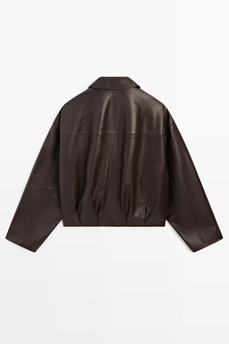 Pleated nappa leather jacket