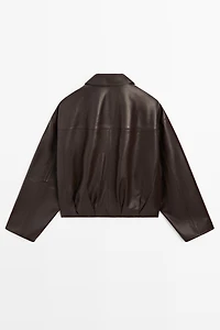 Pleated nappa leather jacket