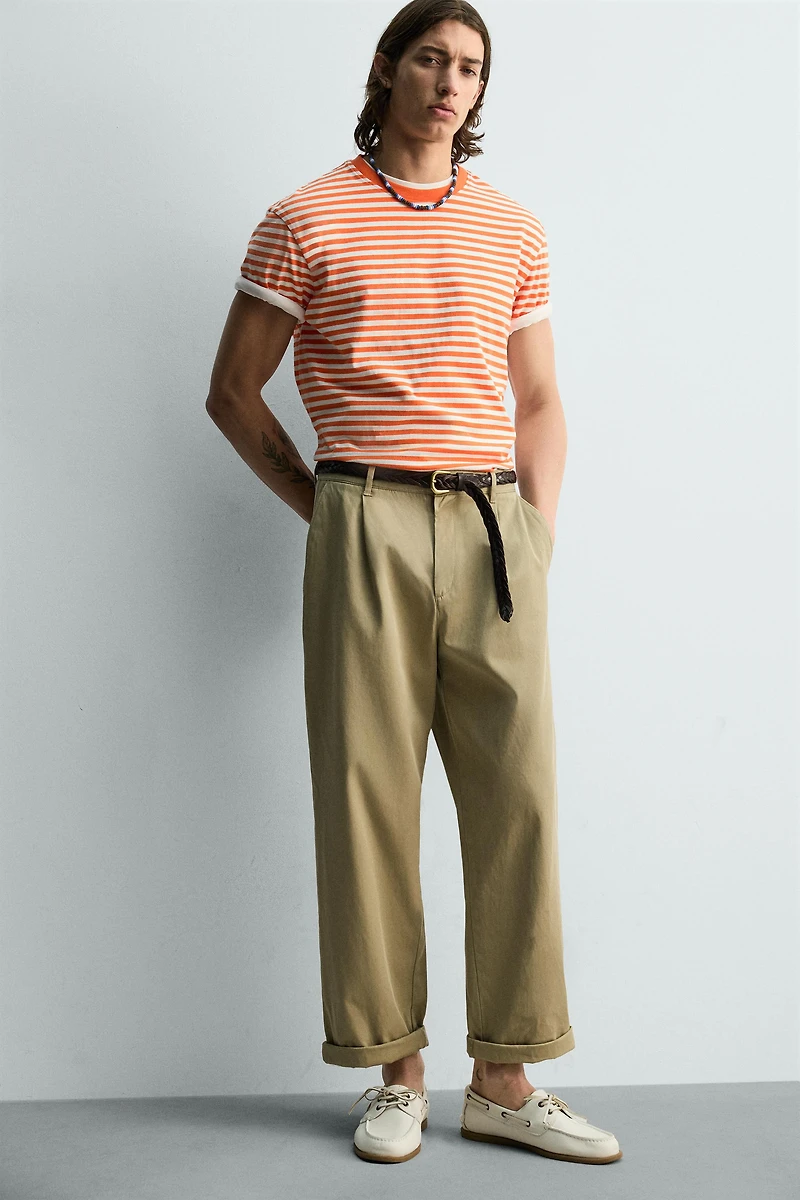 REGULAR FIT STRIPED JACQUARD T-SHIRT