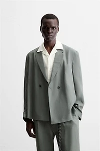100% LINEN DOUBLE BREASTED SUIT BLAZER
